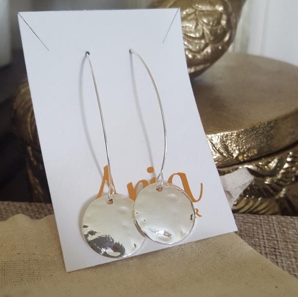 Aria Lattner Hammered Disc Silver Earrings - Picture 1 of 7